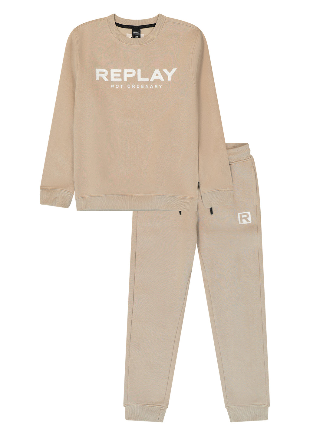 חליפת טרנינג REPLAY לוגו מותג באמצע לילדים BEIGE / 4Y