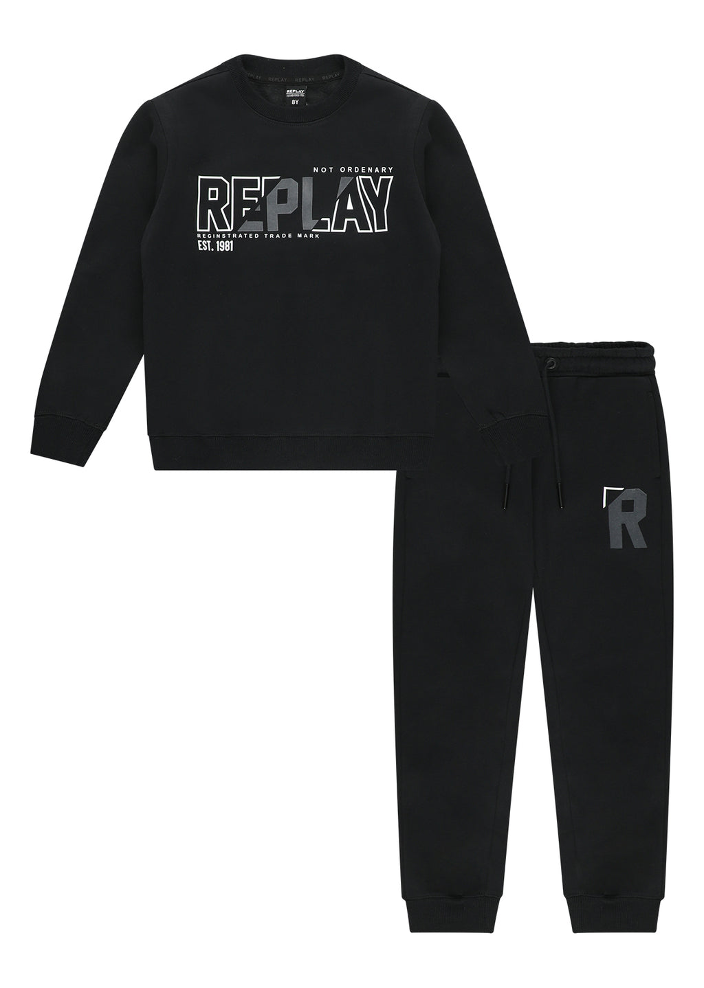 חליפת טרנינג REPLAY בעיצוב ממותג לילדים BLACK / 4Y