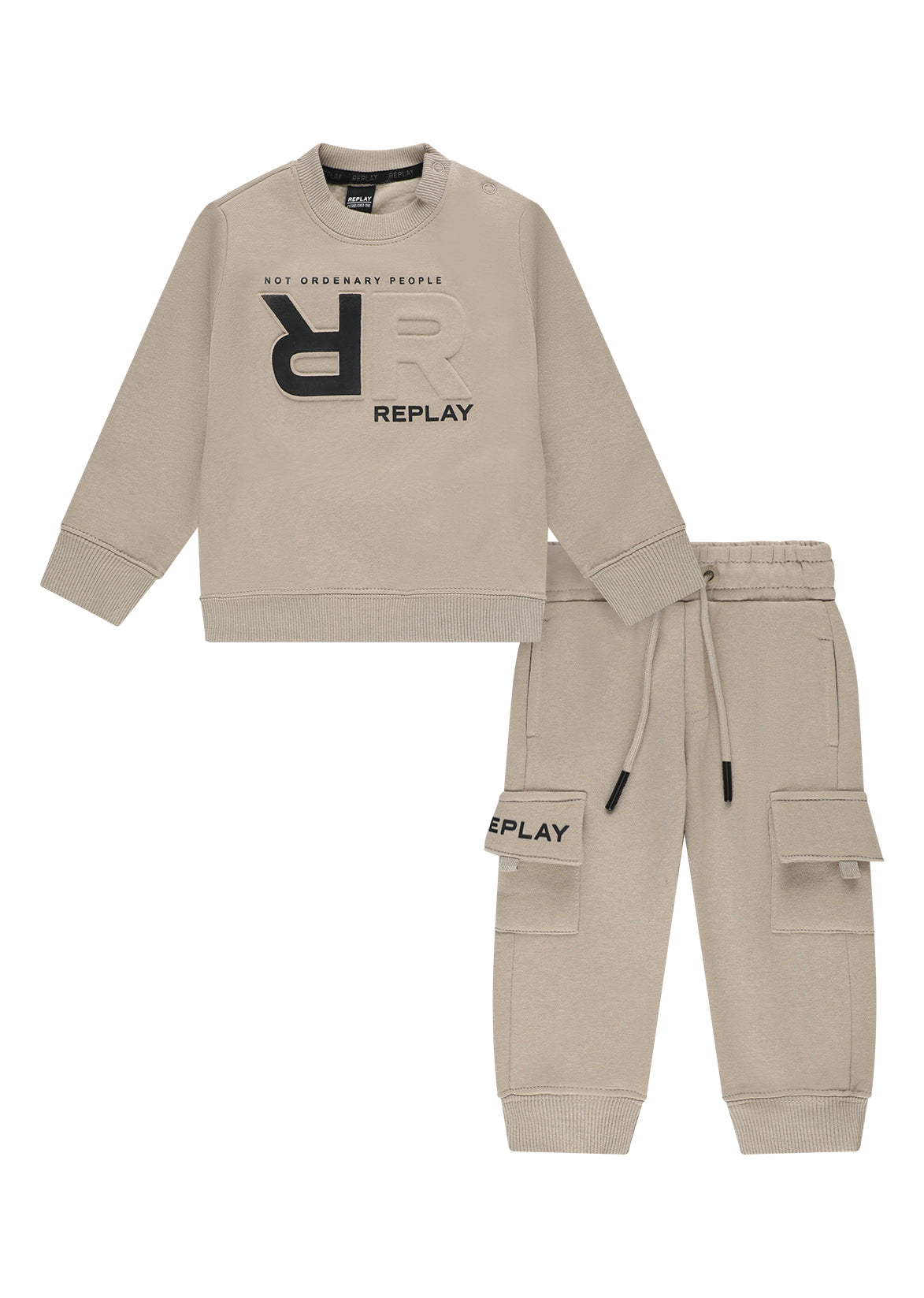 חליפת טרנינג REPLAY במראה יומיומי לתינוקות BEIGE / 3-6M