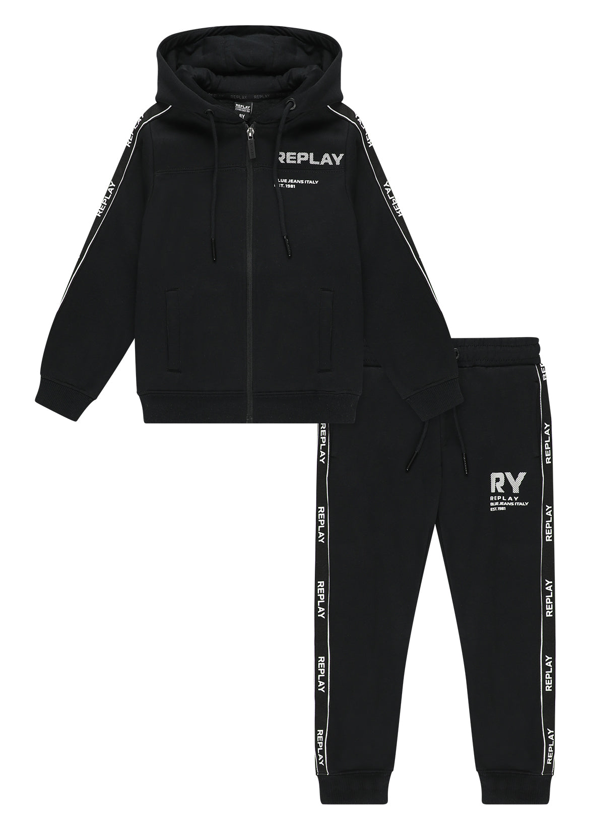 חליפת טרנינג REPLAY בעיצוב נקי לילדים BLACK / 4Y