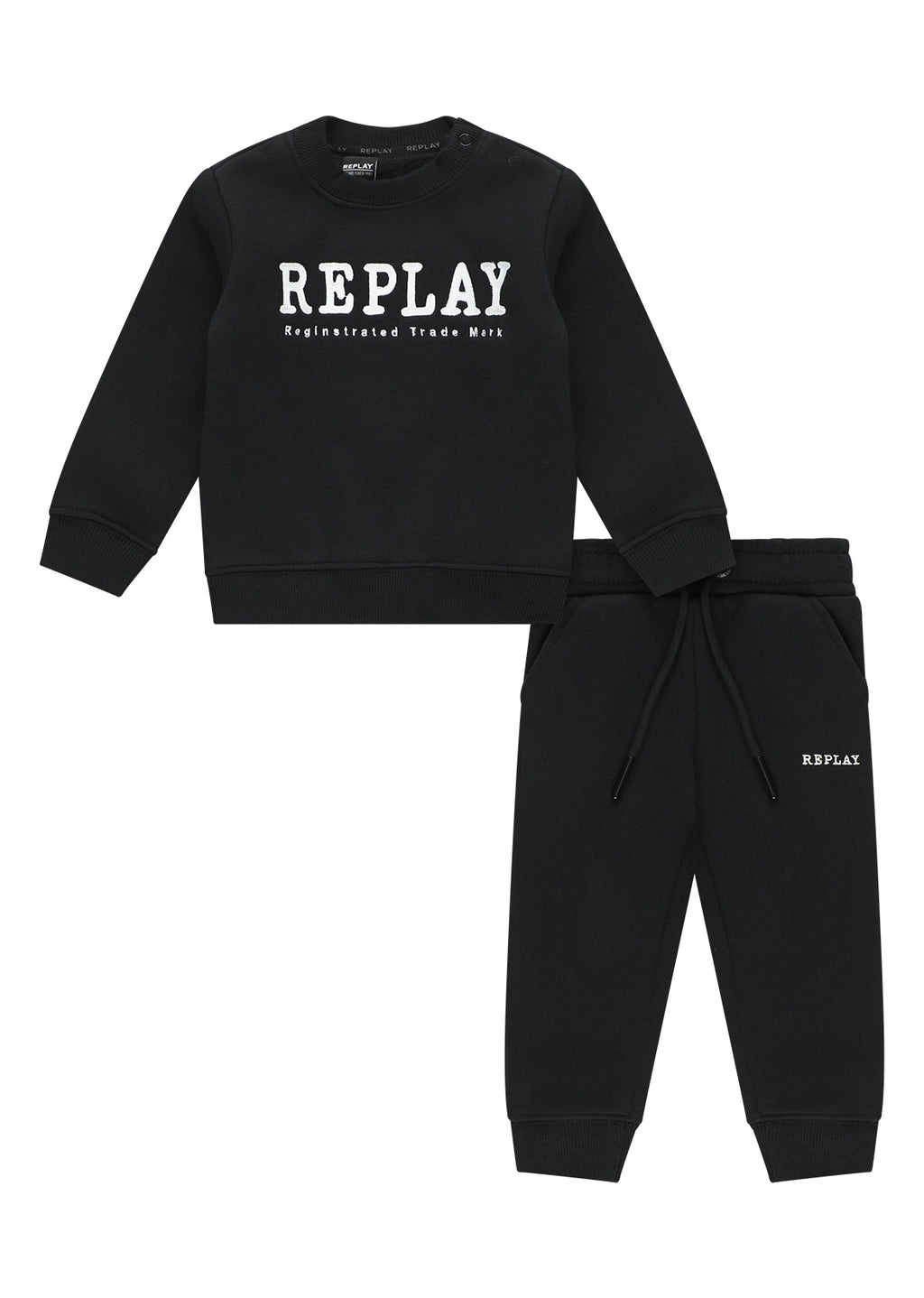 חליפת טרנינג REPLAY בעיצוב קלאסי לתינוקות BLACK / 3-6M