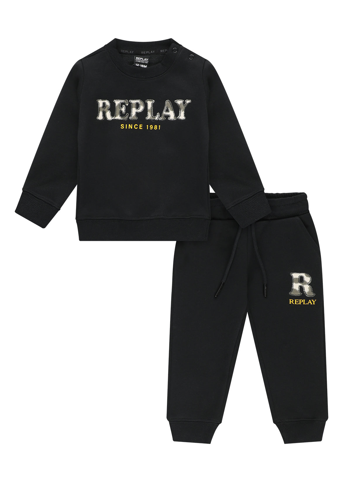 חליפת טרנינג REPLAY במראה מודרני לתינוקות BLACK / 3-6M